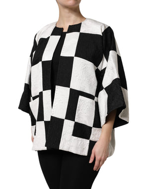 Dolce & Gabbana White Black Patchwork Jacquard Blazer Jacket