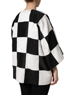 Dolce & Gabbana White Black Patchwork Jacquard Blazer Jacket