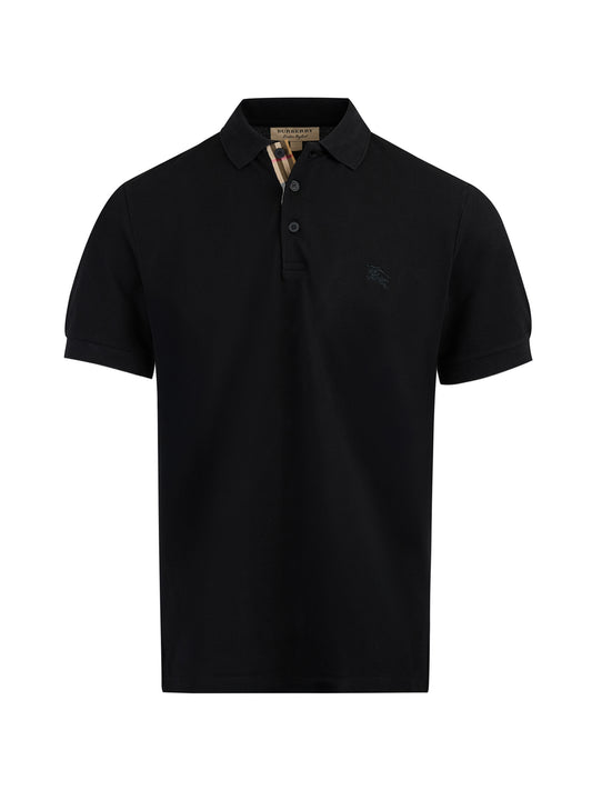 Burberry Black Cotton Collared Polo Shirt