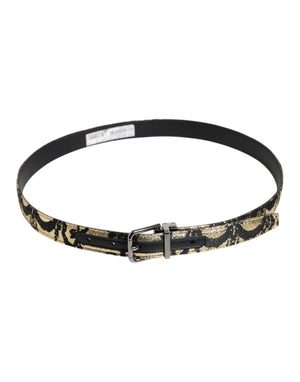 Dolce & Gabbana Multicolor Jacquard Leather Metal Buckle Belt