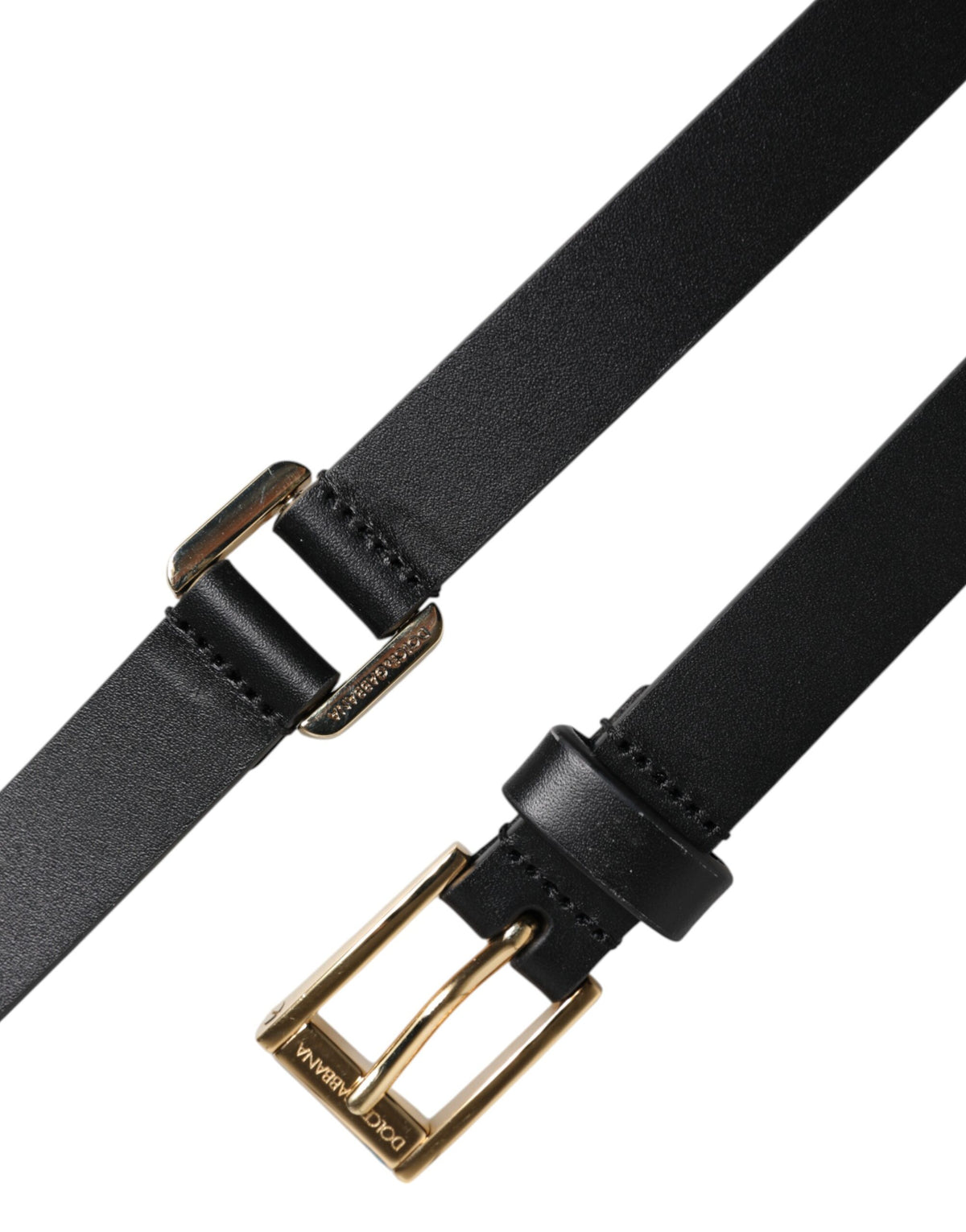 Dolce & Gabbana Black Classic Gold Metal Logo Buckle Belt