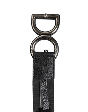 Dolce & Gabbana Black Polyester Logo Print DG Buckle Belt