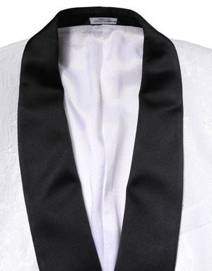 Dolce & Gabbana White Nylon Single Breasted Coat Blazer