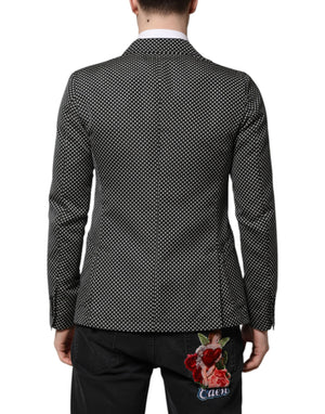 Dolce & Gabbana Black White Patterned Men Suit Coat Blazer