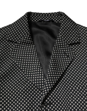 Dolce & Gabbana Black White Patterned Men Suit Coat Blazer