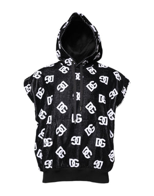 Dolce & Gabbana Black DG Cotton Hooded Sleeveless Sweater