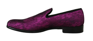 Dolce & Gabbana Purple Jacquard Loafers Dress Formal Shoes