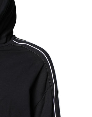 Dolce & Gabbana Black Cotton Logo Hooded Sweatshirt Sweater