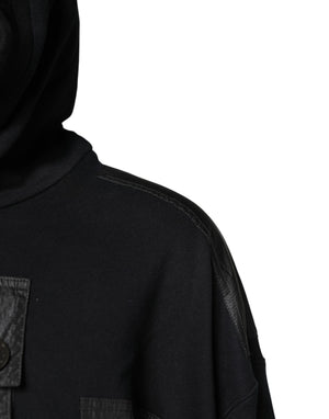 Dolce & Gabbana Black Cotton Hooded Sweatshirt Sweater
