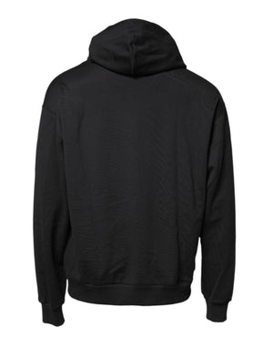 Dolce & Gabbana Black Embroidery Hooded Sweatshirt Sweater