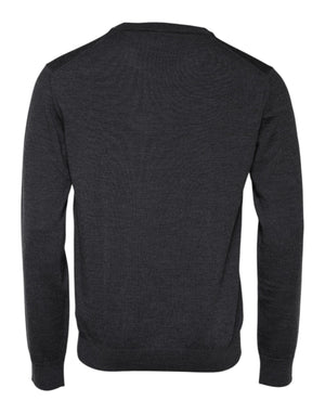 Dolce & Gabbana Gray Wool Logo Knitted Men Pullover Sweater