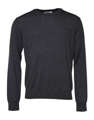 Dolce & Gabbana Gray Wool Logo Knitted Men Pullover Sweater