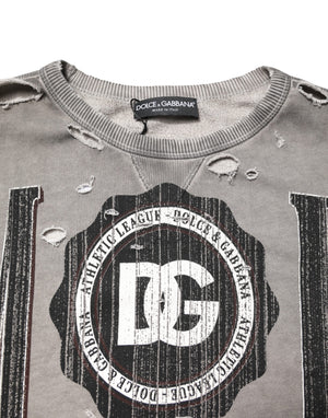 Dolce & Gabbana Gray Logo Print Crew Neck Pullover Sweater
