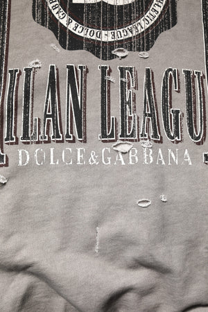 Dolce & Gabbana Gray Logo Print Crew Neck Pullover Sweater