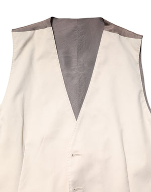 Dolce & Gabbana Beige Gray Dress Men Formal Waistcoat Vest