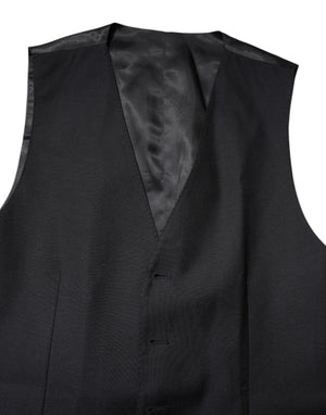 Dolce & Gabbana Black Wool Waistcoat Dress Formal Vest