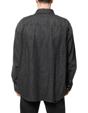 Dolce & Gabbana Gray Long Sleeves Button Down Denim Shirt