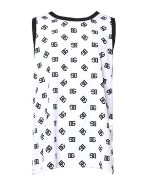 Dolce & Gabbana White Polyester Sleeveless DG Logo T-shirt