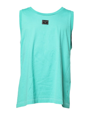 Dolce & Gabbana Green Sleeveless Logo Round Neck T-shirt