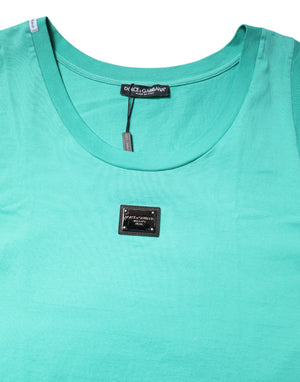 Dolce & Gabbana Green Sleeveless Logo Round Neck T-shirt