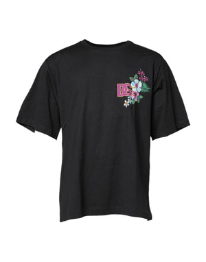 Dolce & Gabbana Black DG Floral Print Crew Neck T-shirt