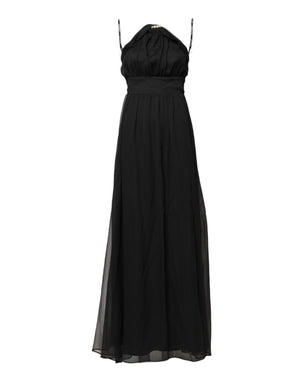 Marciano by Guess Black Tulle Pearl Sleeveless Long Gown Dress