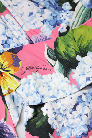 Dolce & Gabbana Multicolor Floral Pleated Sheath Midi  Dress