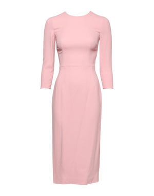Dolce & Gabbana Pink Viscose 3/4 Sleeves Sheath Midi Dress