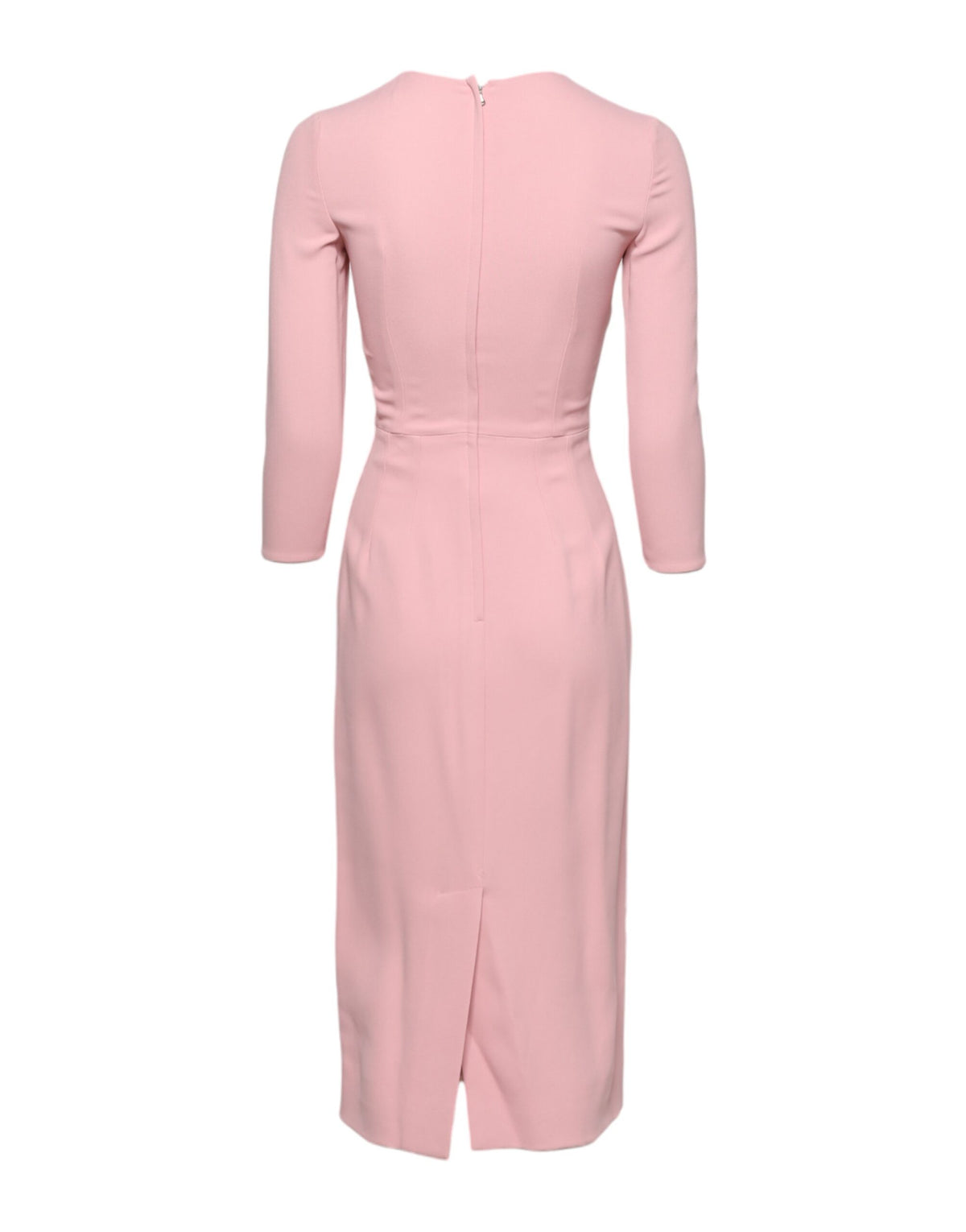 Dolce & Gabbana Pink Viscose 3/4 Sleeves Sheath Midi Dress