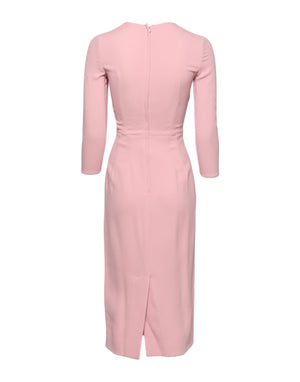 Dolce & Gabbana Pink Viscose 3/4 Sleeves Sheath Midi Dress