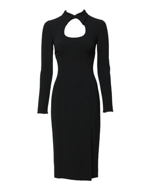 Dolce & Gabbana Black Long Sleeves Bodycon Sheath Midi Dress