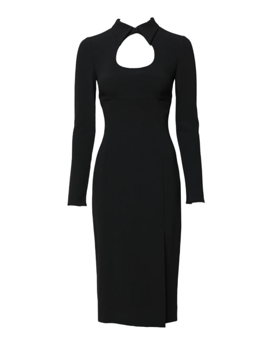 Dolce & Gabbana Black Long Sleeves Bodycon Sheath Midi Dress