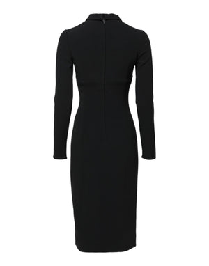 Dolce & Gabbana Black Long Sleeves Bodycon Sheath Midi Dress