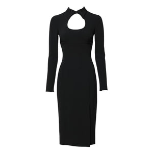 Dolce & Gabbana Black Long Sleeves Bodycon Sheath Midi Dress
