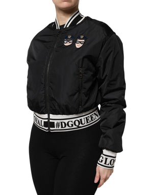 Dolce & Gabbana Black Nylon #DGFamily Full Zip Bomber Jacket
