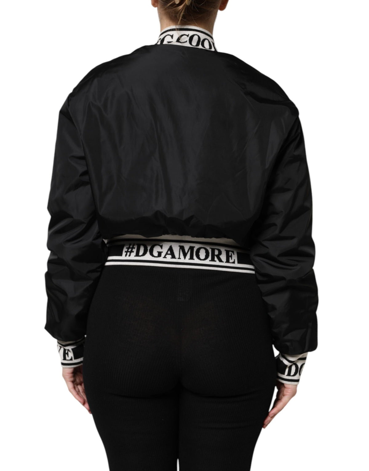 Dolce & Gabbana Black Nylon #DGFamily Full Zip Bomber Jacket