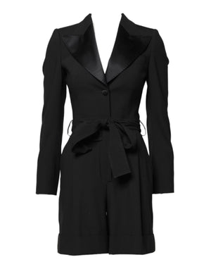 Dolce & Gabbana Black Wool Jumpsuit Dress Women Coat Jacket
