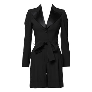 Dolce & Gabbana Black Wool Jumpsuit Dress Women Coat Jacket