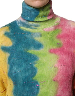 Dolce & Gabbana Multicolor Mohair Turtleneck Pullover Sweater