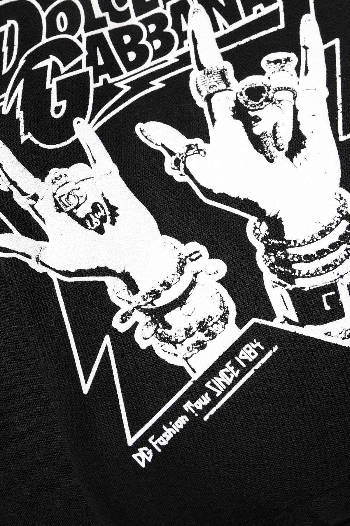 Dolce & Gabbana Black Cotton Printed Short Sleeves T-shirt