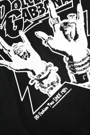 Dolce & Gabbana Black Cotton Printed Short Sleeves T-shirt