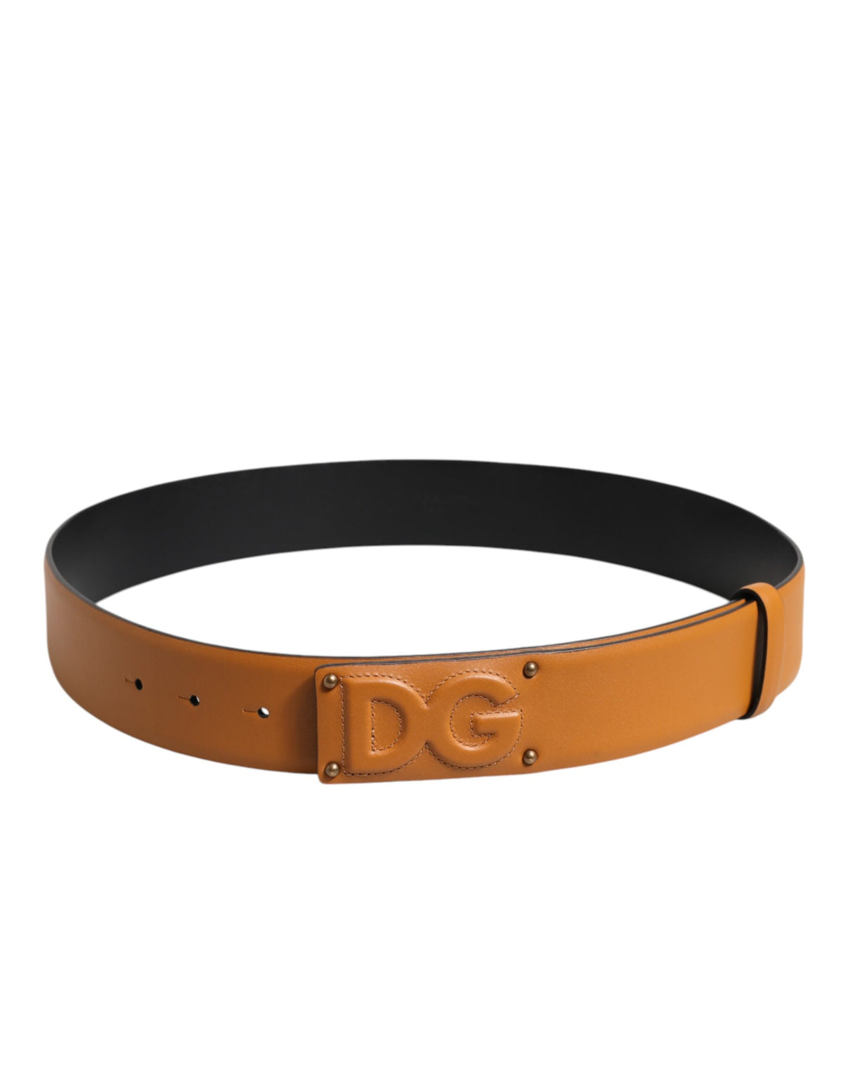 Dolce & Gabbana Brown Leather Buckle DG Logo Embossed Belt