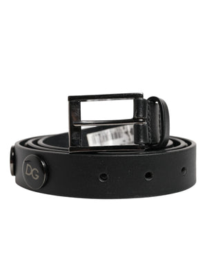 Dolce & Gabbana Black Luxury Leather DG Studs Buckle Belt