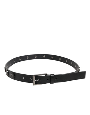 Dolce & Gabbana Black Luxury Leather DG Studs Buckle Belt