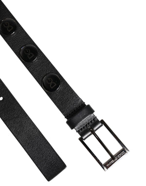 Dolce & Gabbana Black Luxury Leather DG Studs Buckle Belt