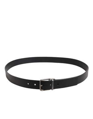 Dolce & Gabbana Black Classic Leather Metal Buckle Belt