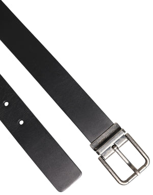 Dolce & Gabbana Black Classic Leather Metal Buckle Belt