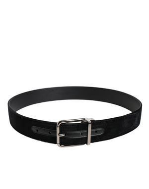 Dolce & Gabbana Black Cotton Silver Metal Buckle Belt