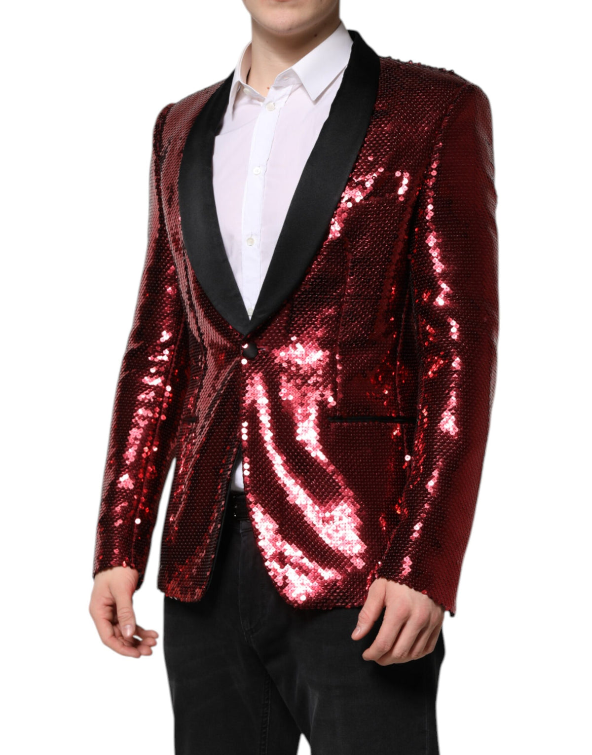 Dolce & Gabbana Red SICILIA Sequin Embellish Blazer Jacket