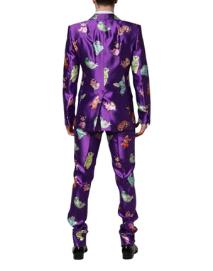 Dolce & Gabbana Purple Silk Animal Print 3 Piece Suit